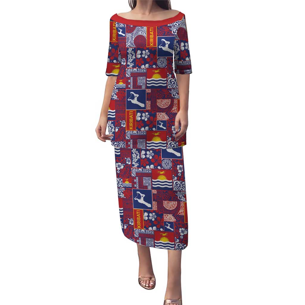Kiribati Tekeraoi n te Kiritimati Family Matching Puletasi and Hawaiian Shirt Pacific Patchwork Xmas Vibes LT9 Mom's Dress Red - Polynesian Pride