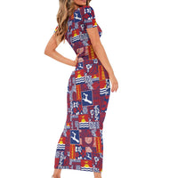 Kiribati Tekeraoi n te Kiritimati Family Matching Short Sleeve Bodycon Dress and Hawaiian Shirt Pacific Patchwork Xmas Vibes LT9 - Polynesian Pride