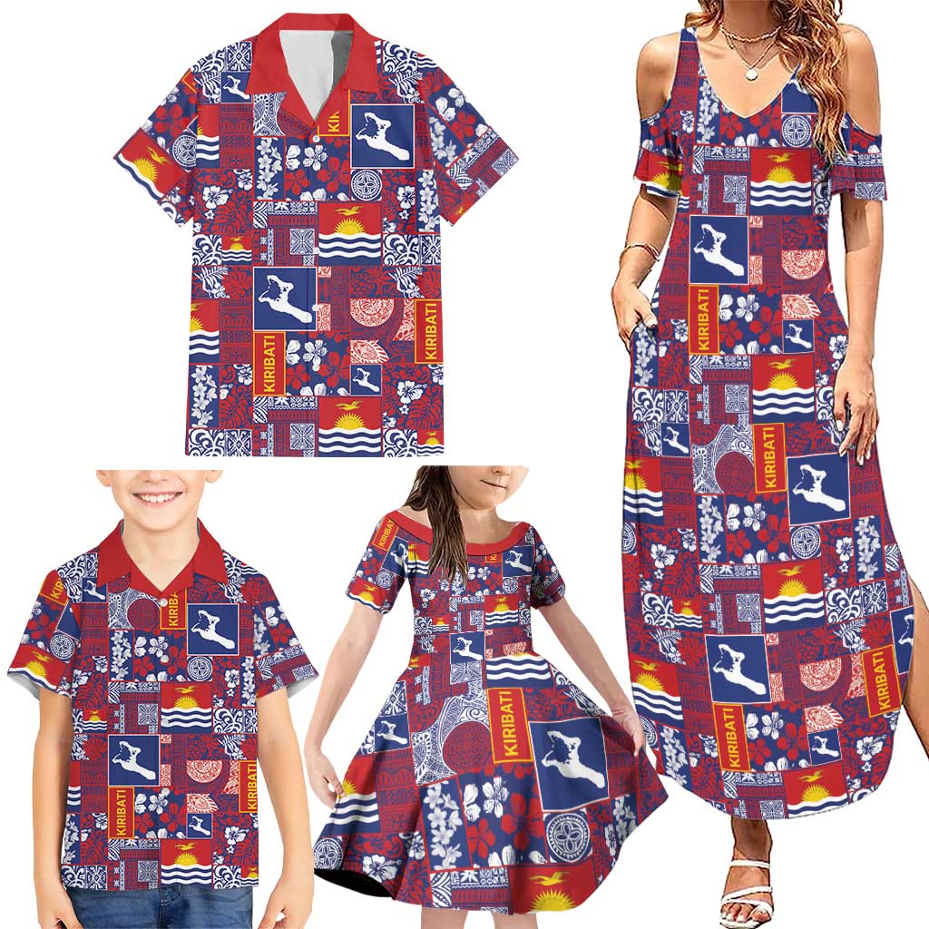Kiribati Tekeraoi n te Kiritimati Family Matching Summer Maxi Dress and Hawaiian Shirt Pacific Patchwork Xmas Vibes - Polynesian Pride
