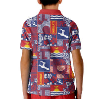 Kiribati Tekeraoi n te Kiritimati Kid Polo Shirt Pacific Patchwork Xmas Vibes - Polynesian Pride