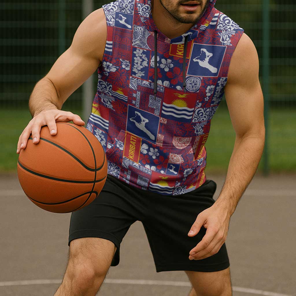 Kiribati Tekeraoi n te Kiritimati Sleeveless Hoodie Pacific Patchwork Xmas Vibes - Polynesian Pride