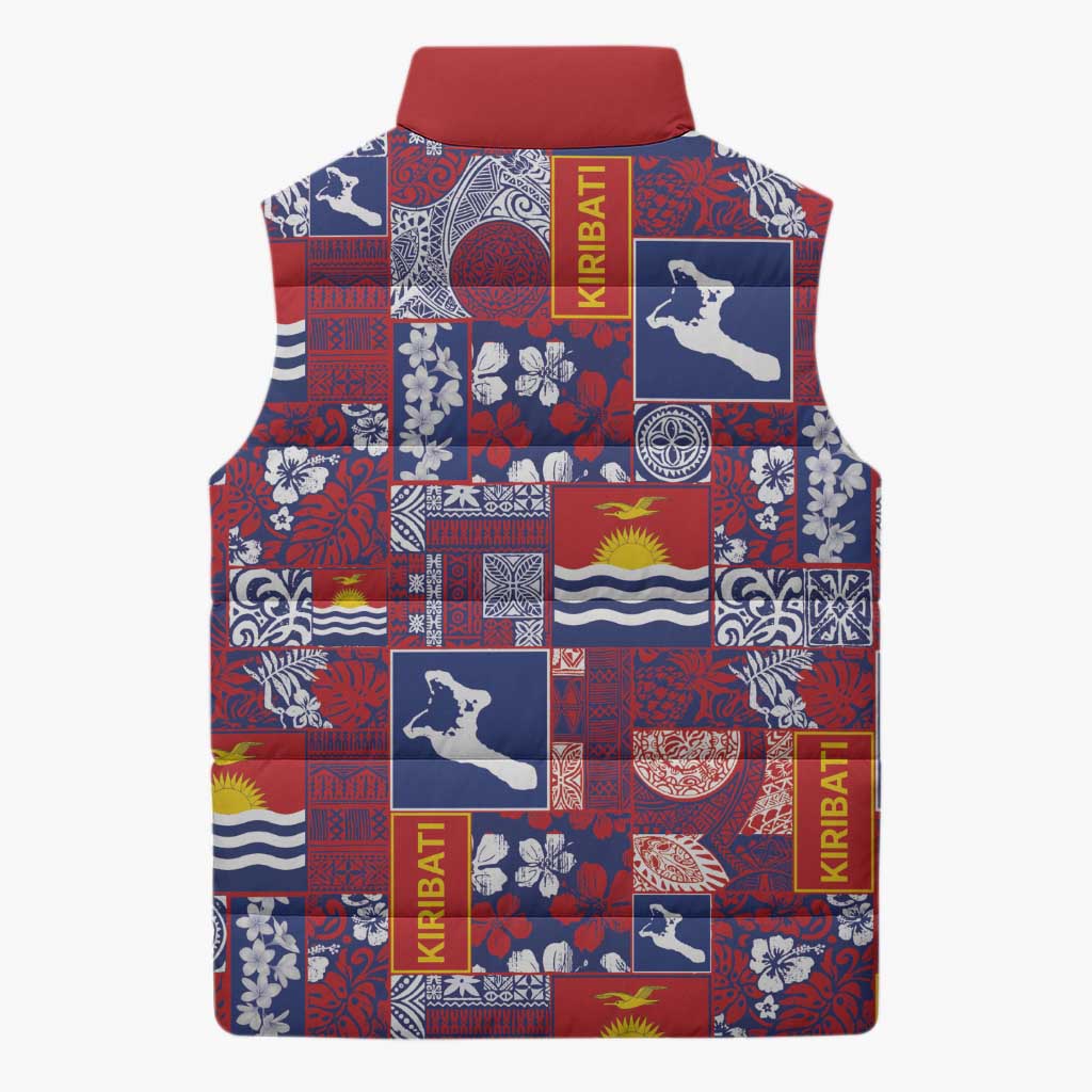 Kiribati Tekeraoi n te Kiritimati Sleeveless Puffer Jacket Pacific Patchwork Xmas Vibes LT9 - Polynesian Pride