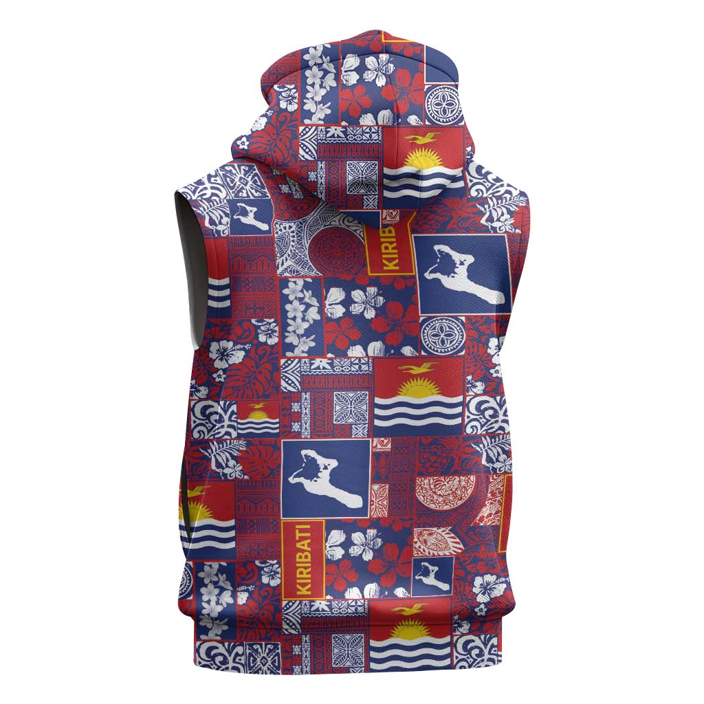 Kiribati Tekeraoi n te Kiritimati Sleeveless Zip Hoodie Pacific Patchwork Xmas Vibes - Polynesian Pride