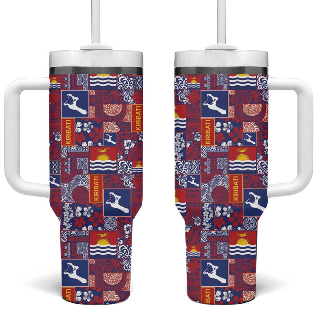 Kiribati Tekeraoi n te Kiritimati Tumbler With Handle Pacific Patchwork Xmas Vibes LT9 One Size: 40 oz Red - Polynesian Pride