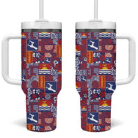 Kiribati Tekeraoi n te Kiritimati Tumbler With Handle Pacific Patchwork Xmas Vibes LT9 One Size: 40 oz Red - Polynesian Pride