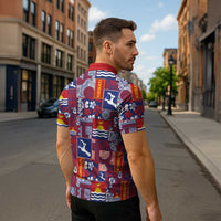 Kiribati Tekeraoi n te Kiritimati Zipper Polo Shirt Pacific Patchwork Xmas Vibes - Polynesian Pride