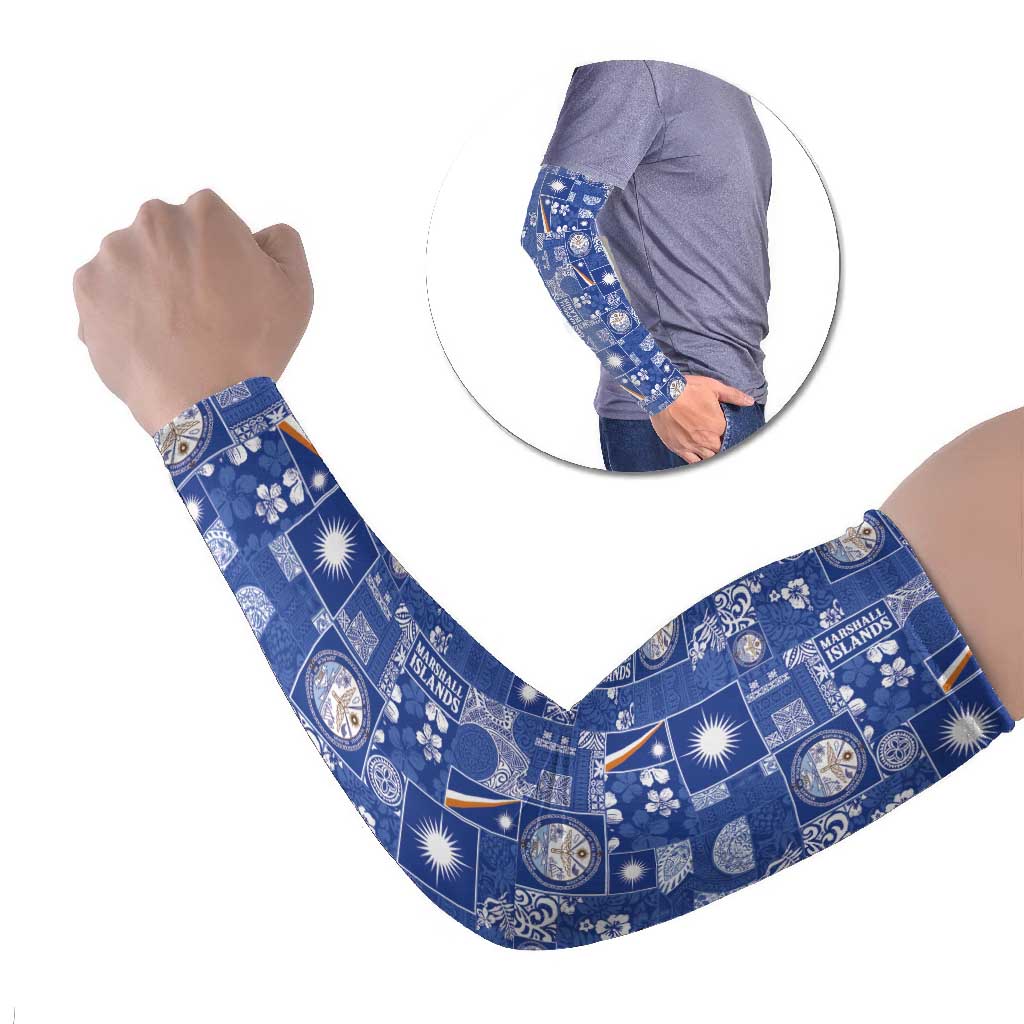 Marshall Islands Merry Christmas Arm Sleeves Pacific Patchwork Xmas Vibes - Polynesian Pride