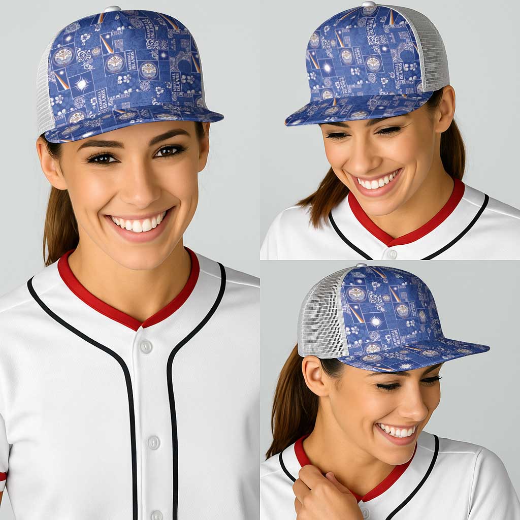 Marshall Islands Merry Christmas Baseball Net Cap Pacific Patchwork Xmas Vibes - Polynesian Pride