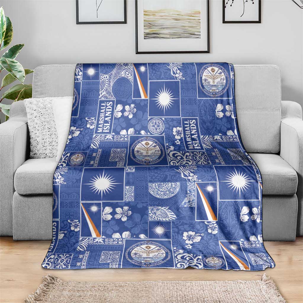 Marshall Islands Merry Christmas Blanket Pacific Patchwork Xmas Vibes - Polynesian Pride