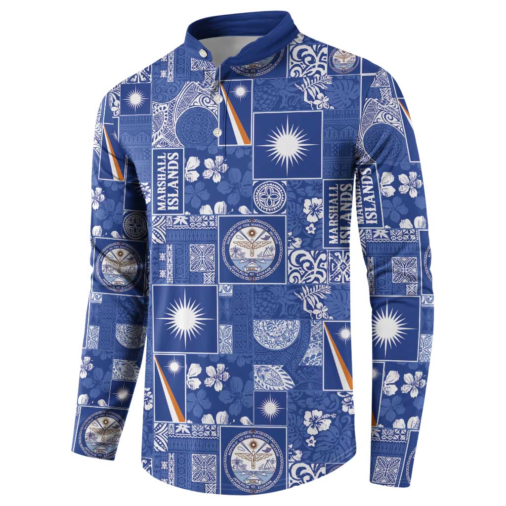 Marshall Islands Merry Christmas Button Sweatshirt Pacific Patchwork Xmas Vibes - Polynesian Pride