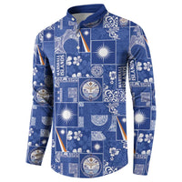 Marshall Islands Merry Christmas Button Sweatshirt Pacific Patchwork Xmas Vibes - Polynesian Pride