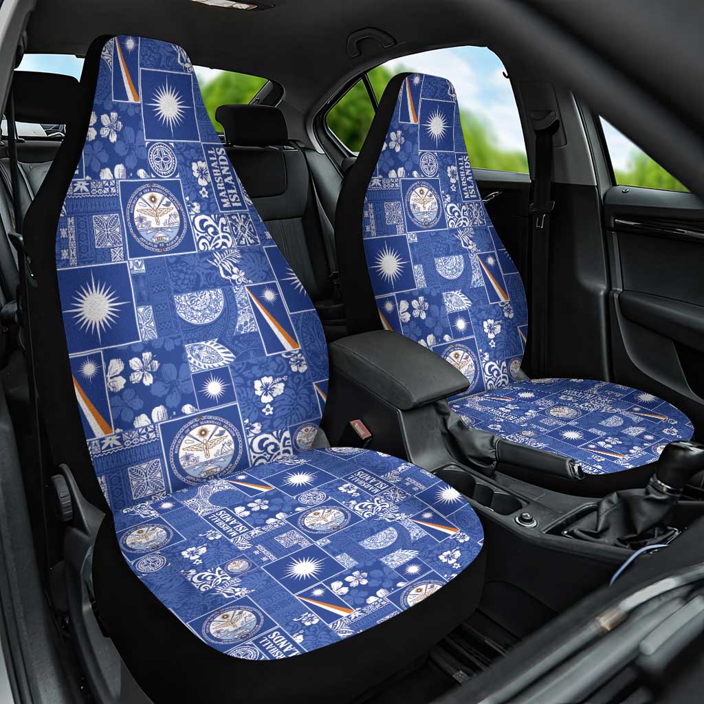 Marshall Islands Merry Christmas Car Seat Cover Pacific Patchwork Xmas Vibes - Polynesian Pride