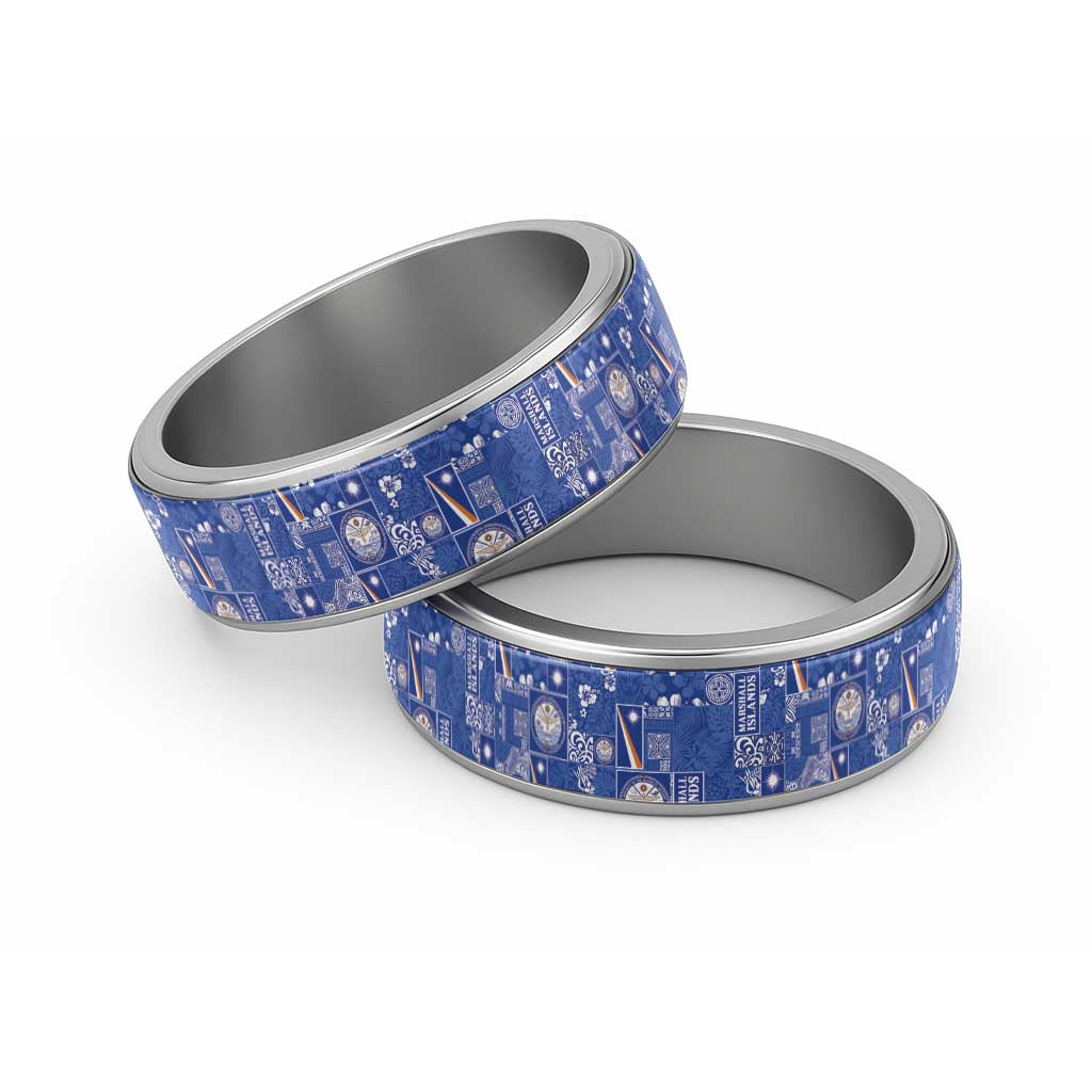 Marshall Islands Merry Christmas Classic Ring Pacific Patchwork Xmas Vibes - Polynesian Pride