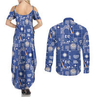 Marshall Islands Merry Christmas Couples Matching Summer Maxi Dress and Long Sleeve Button Shirt Pacific Patchwork Xmas Vibes - Polynesian Pride