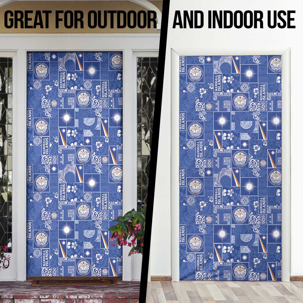 Marshall Islands Merry Christmas Door Cover Pacific Patchwork Xmas Vibes - Polynesian Pride