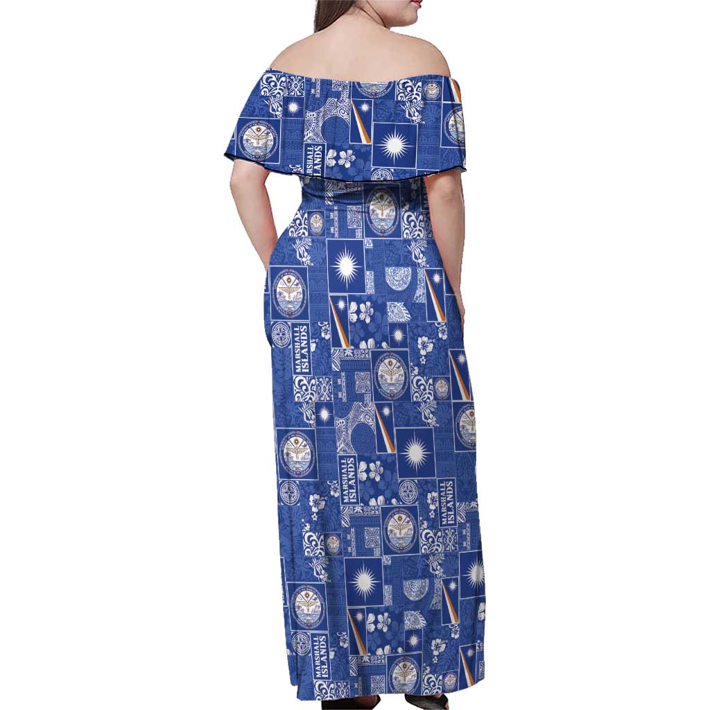 Marshall Islands Merry Christmas Family Matching Off Shoulder Maxi Dress and Hawaiian Shirt Pacific Patchwork Xmas Vibes LT9 - Polynesian Pride