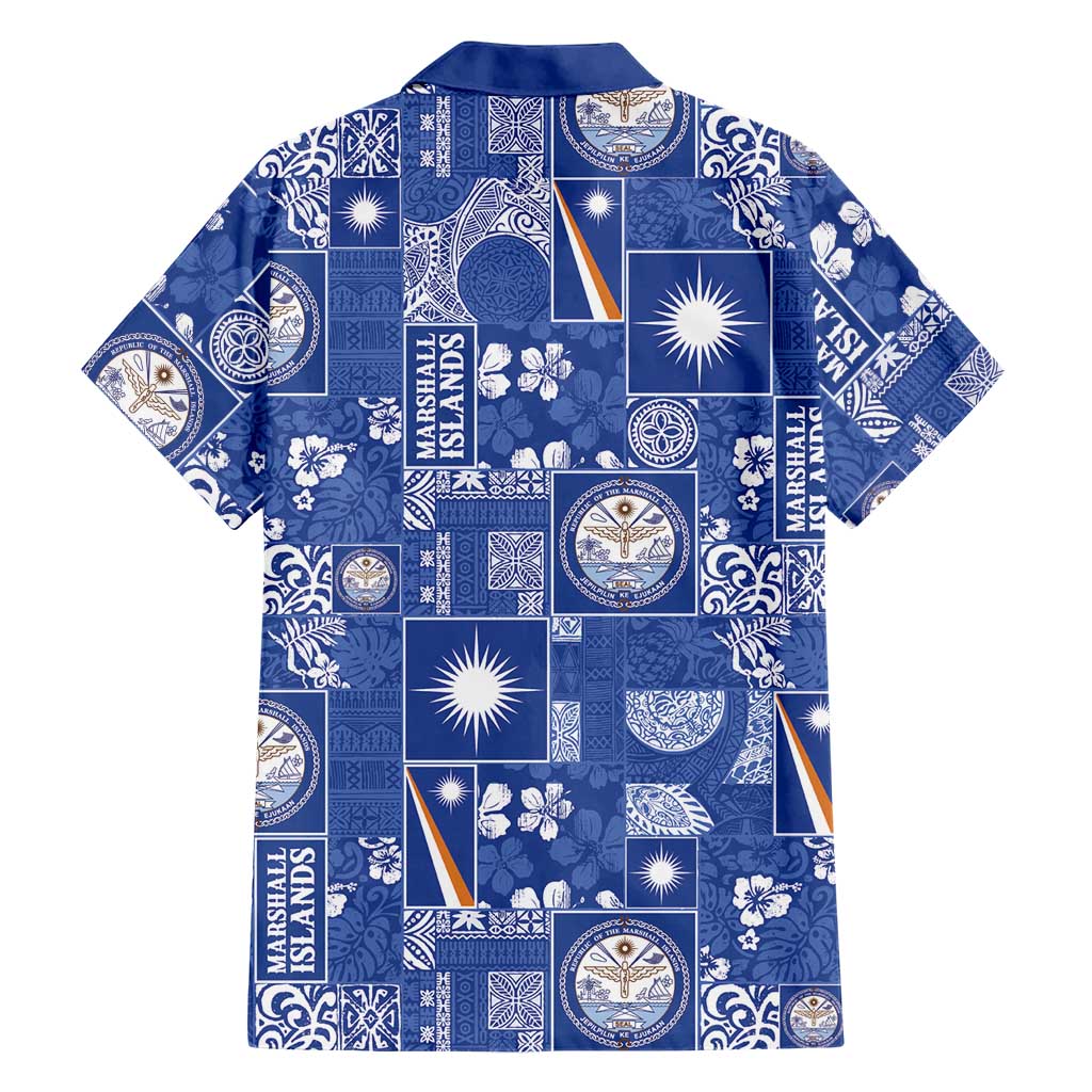 Marshall Islands Merry Christmas Family Matching Off Shoulder Short Dress and Hawaiian Shirt Pacific Patchwork Xmas Vibes LT9 - Polynesian Pride