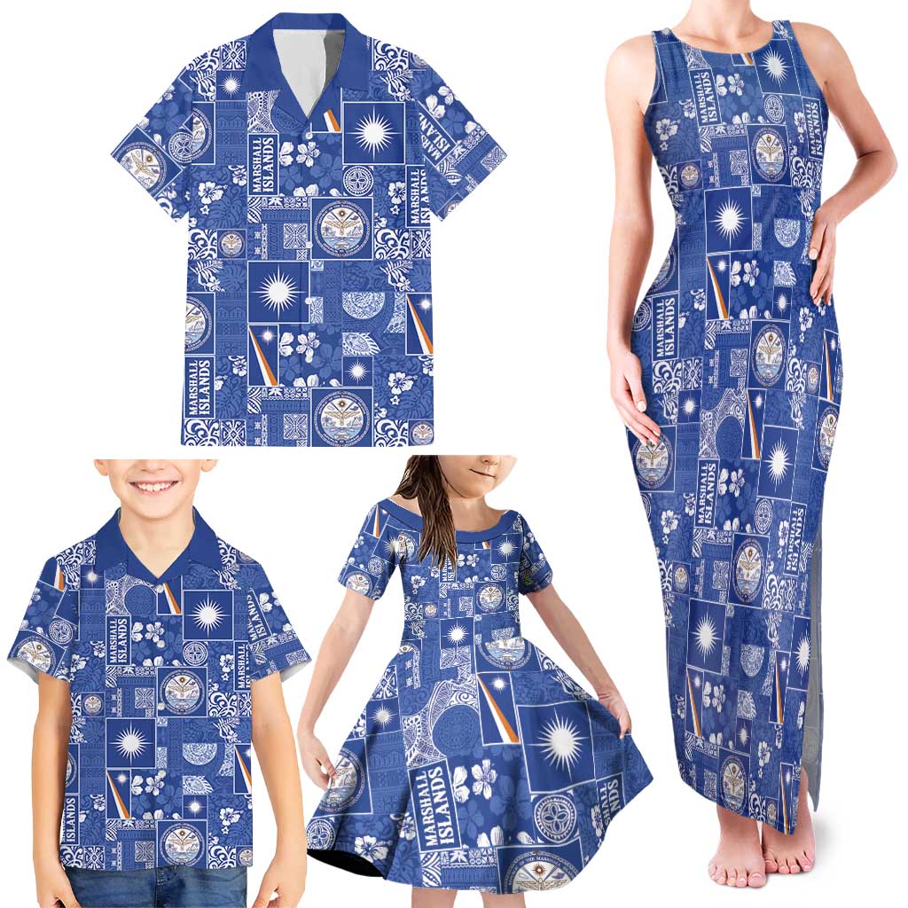 Marshall Islands Merry Christmas Family Matching Tank Maxi Dress and Hawaiian Shirt Pacific Patchwork Xmas Vibes LT9 - Polynesian Pride