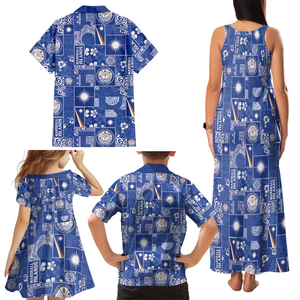 Marshall Islands Merry Christmas Family Matching Tank Maxi Dress and Hawaiian Shirt Pacific Patchwork Xmas Vibes LT9 - Polynesian Pride