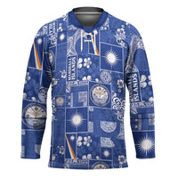 Marshall Islands Merry Christmas Hockey Jersey Pacific Patchwork Xmas Vibes - Polynesian Pride