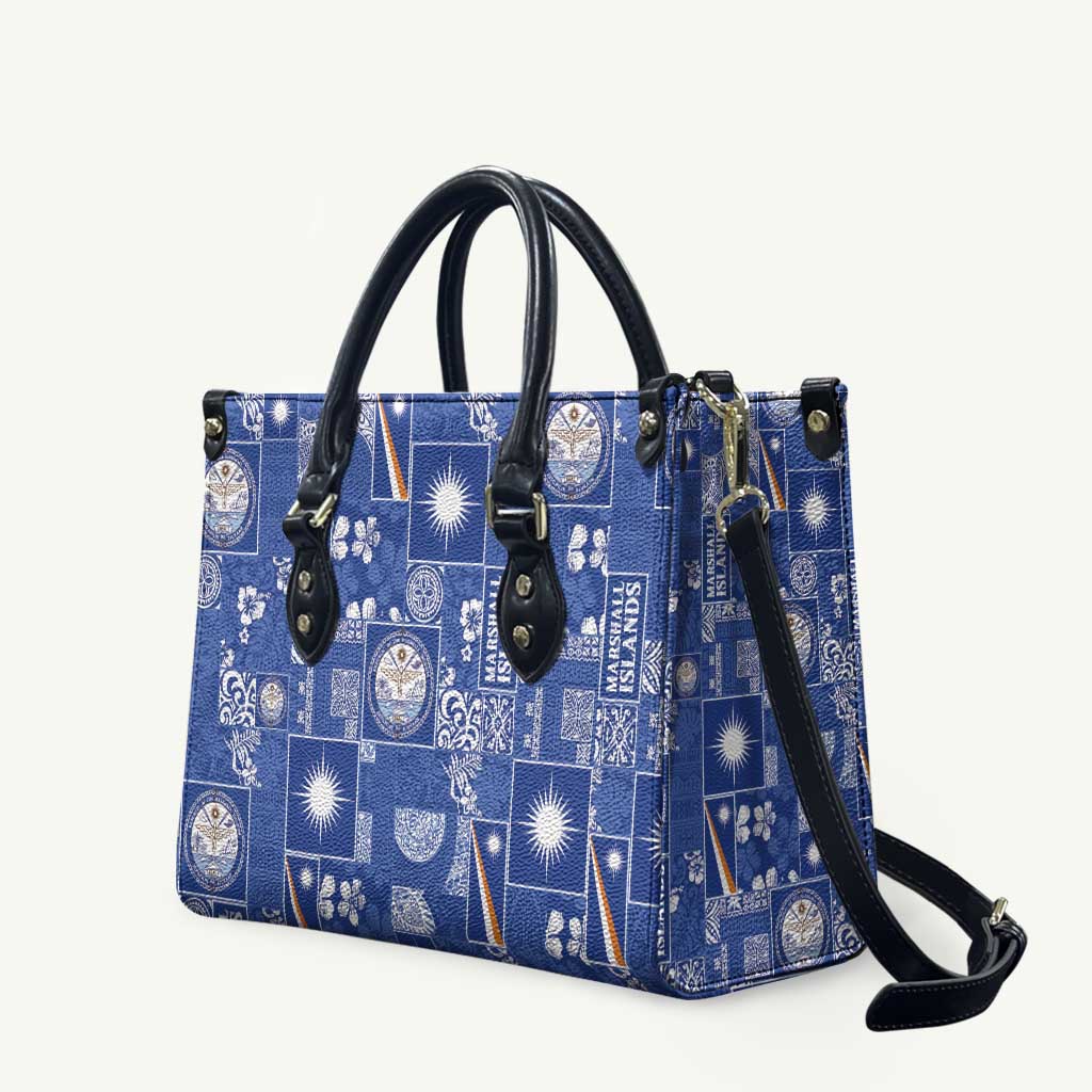 Marshall Islands Merry Christmas Leather Bag Pacific Patchwork Xmas Vibes - Polynesian Pride