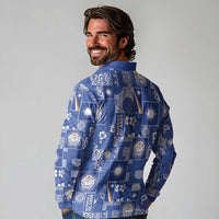 Marshall Islands Merry Christmas Long Sleeve Polo Shirt Pacific Patchwork Xmas Vibes LT9 - Polynesian Pride