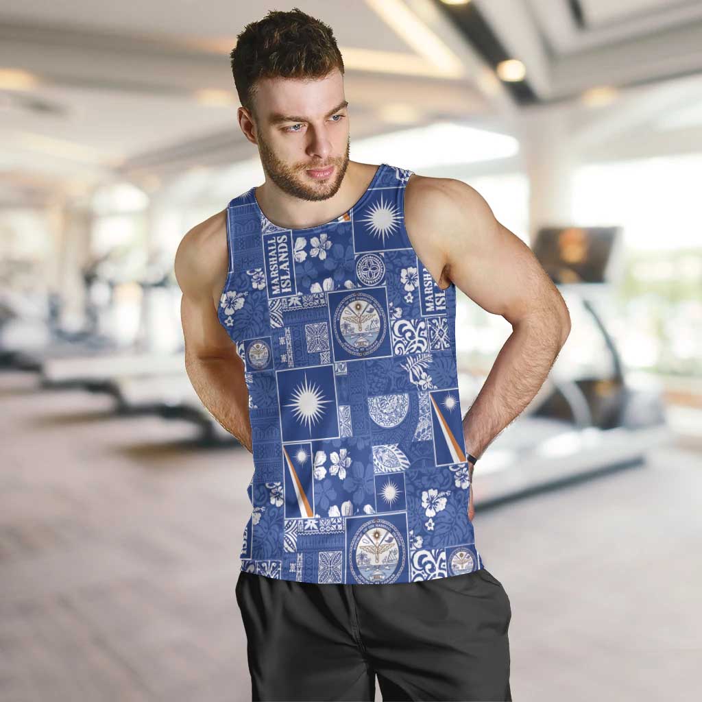 Marshall Islands Merry Christmas Men Tank Top Pacific Patchwork Xmas Vibes - Polynesian Pride