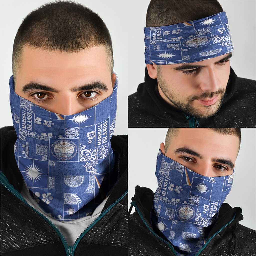 Marshall Islands Merry Christmas Neck Gaiter Pacific Patchwork Xmas Vibes - Polynesian Pride