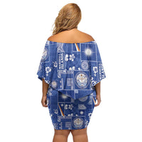 Marshall Islands Merry Christmas Off Shoulder Short Dress Pacific Patchwork Xmas Vibes LT9 - Polynesian Pride
