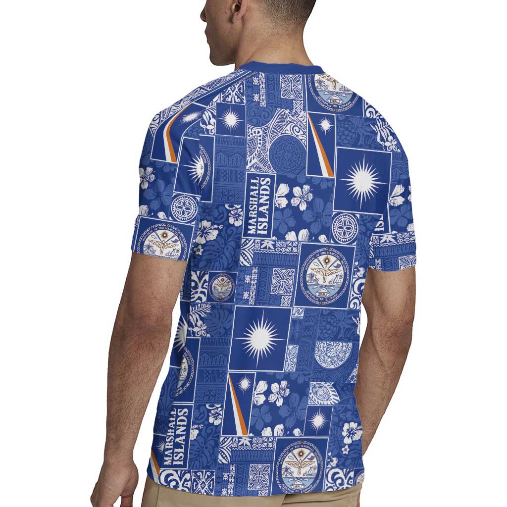 Marshall Islands Merry Christmas Rugby Jersey Pacific Patchwork Xmas Vibes - Polynesian Pride