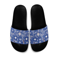 Marshall Islands Merry Christmas Slide Sandals Pacific Patchwork Xmas Vibes - Polynesian Pride