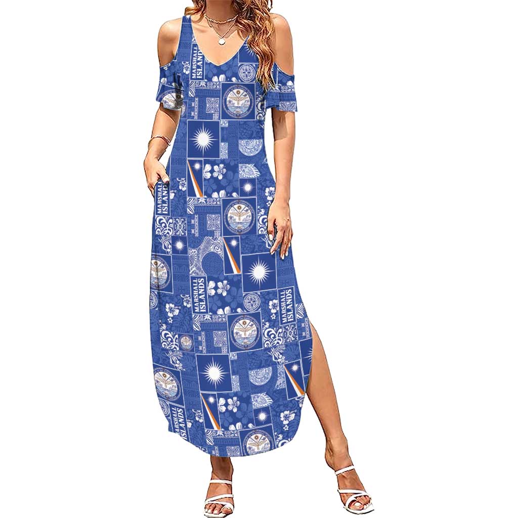 Marshall Islands Merry Christmas Summer Maxi Dress Pacific Patchwork Xmas Vibes - Polynesian Pride