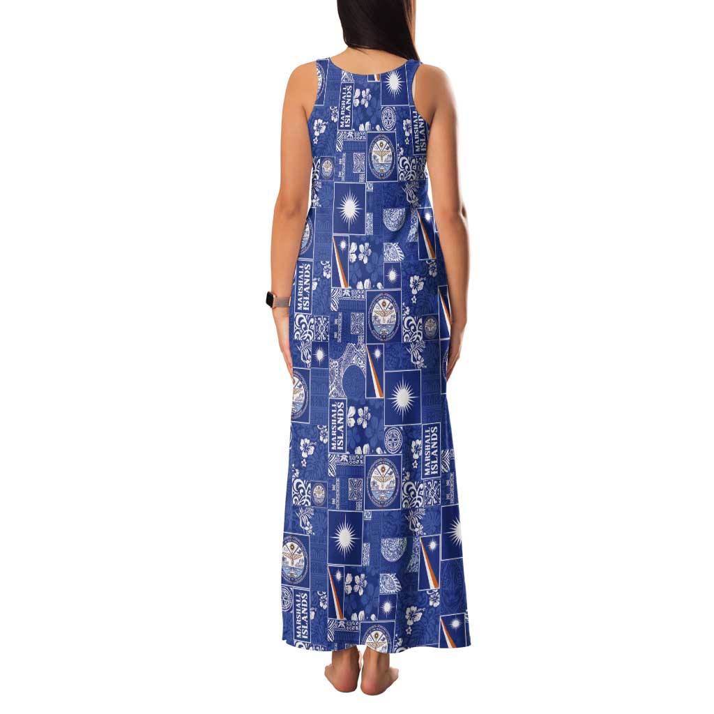 Marshall Islands Merry Christmas Tank Maxi Dress Pacific Patchwork Xmas Vibes LT9 - Polynesian Pride