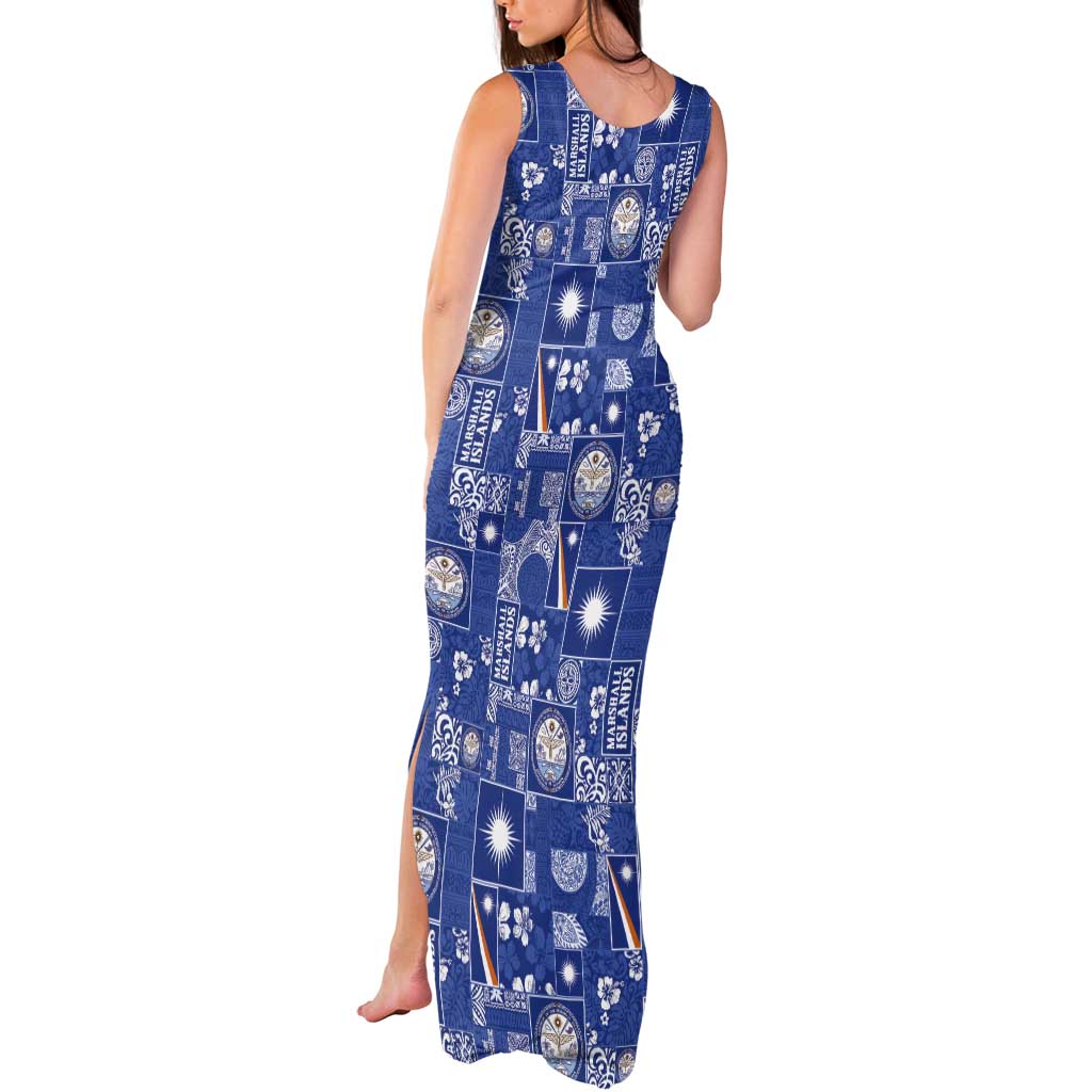 Marshall Islands Merry Christmas Tank Maxi Dress Pacific Patchwork Xmas Vibes LT9 - Polynesian Pride