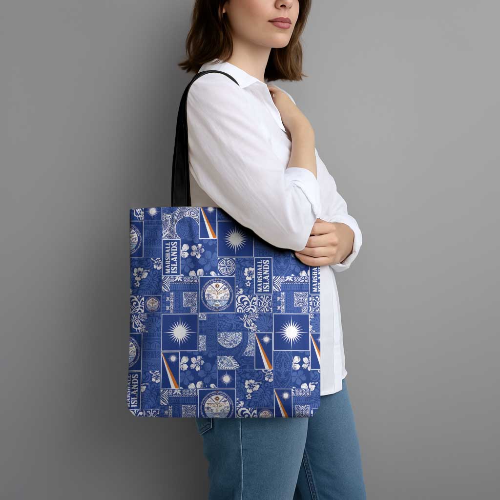Marshall Islands Merry Christmas Tote Bag Pacific Patchwork Xmas Vibes - Polynesian Pride