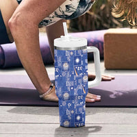 Marshall Islands Merry Christmas Tumbler With Handle Pacific Patchwork Xmas Vibes - Polynesian Pride