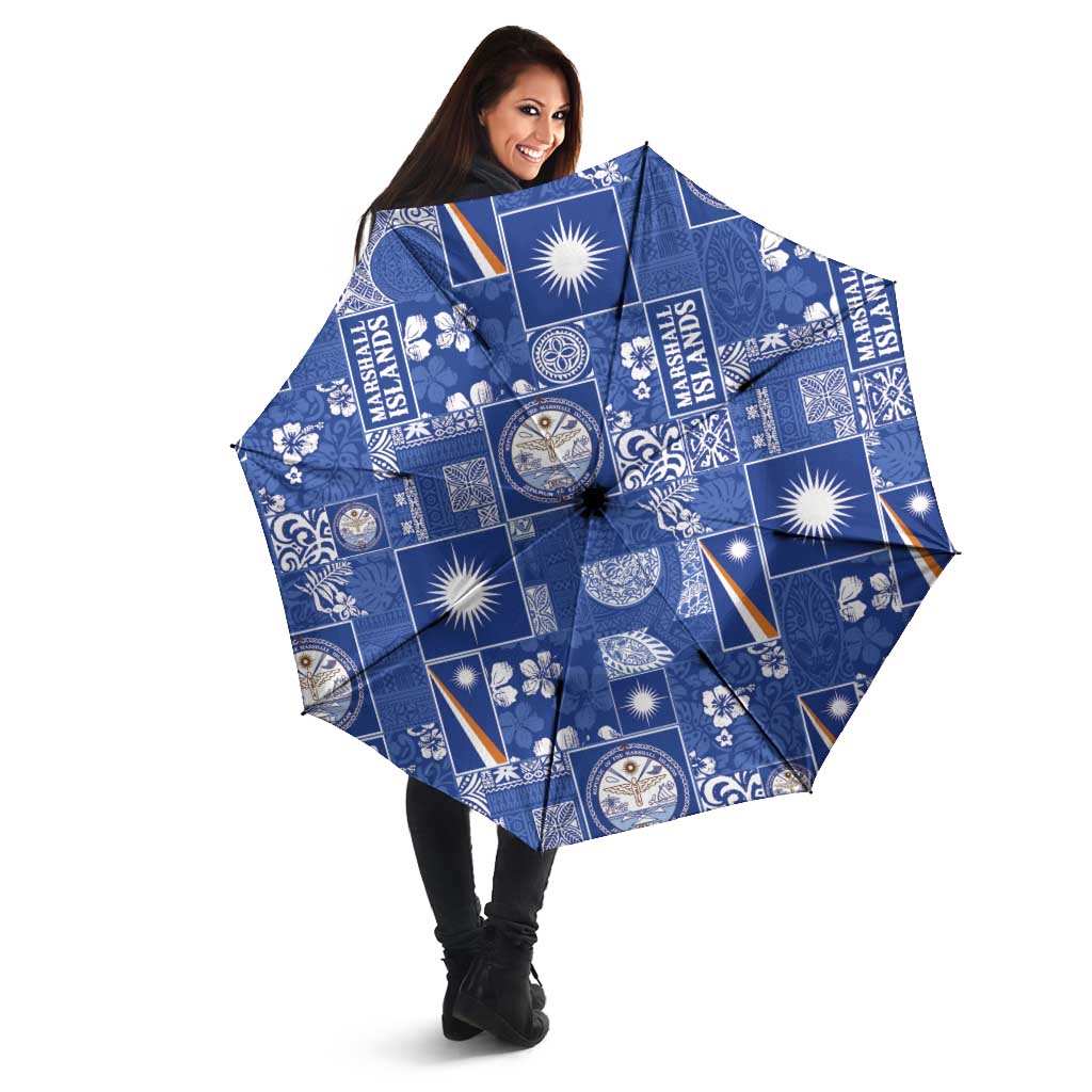 Marshall Islands Merry Christmas Umbrella Pacific Patchwork Xmas Vibes - Polynesian Pride