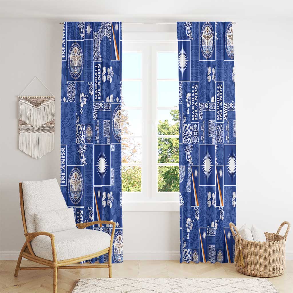 Marshall Islands Merry Christmas Window Curtain Pacific Patchwork Xmas Vibes - Polynesian Pride