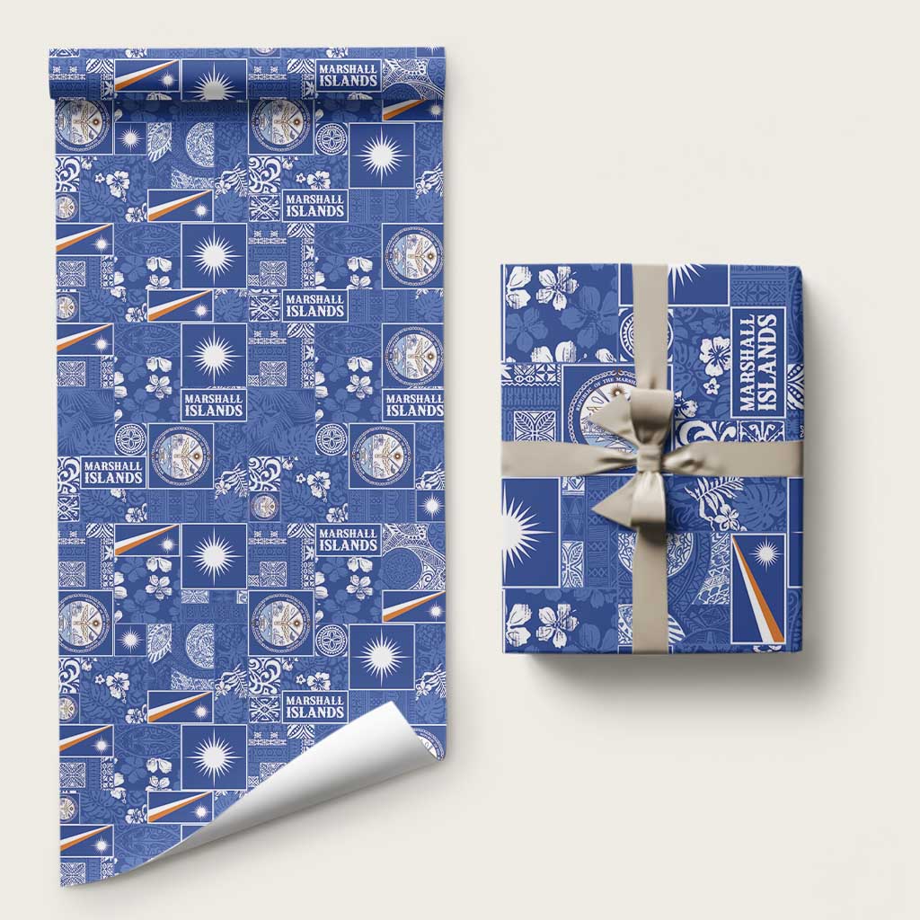 Marshall Islands Merry Christmas Wrapping Paper Pacific Patchwork Xmas Vibes - Polynesian Pride
