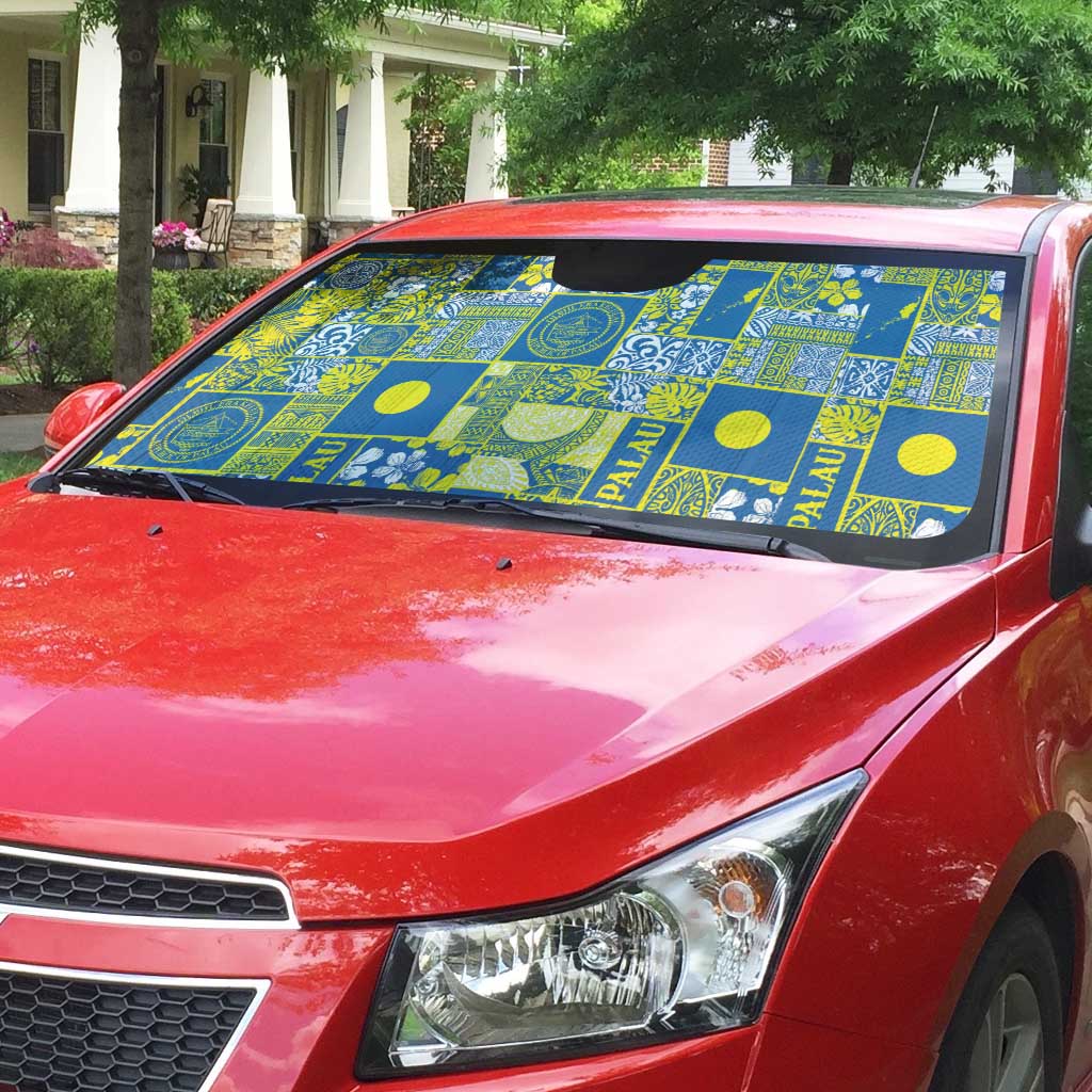 Palau Ungil Kurismas Auto Sun Shade Pacific Patchwork Xmas Vibes - Polynesian Pride