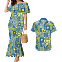 Palau Ungil Kurismas Couples Matching Mermaid Dress and Hawaiian Shirt Pacific Patchwork Xmas Vibes - Polynesian Pride