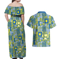 Palau Ungil Kurismas Couples Matching Off Shoulder Maxi Dress and Hawaiian Shirt Pacific Patchwork Xmas Vibes LT9 - Polynesian Pride