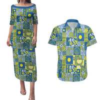 Palau Ungil Kurismas Couples Matching Puletasi and Hawaiian Shirt Pacific Patchwork Xmas Vibes - Polynesian Pride