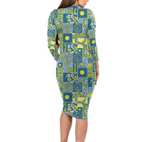 Palau Ungil Kurismas Family Matching Long Sleeve Bodycon Dress and Hawaiian Shirt Pacific Patchwork Xmas Vibes LT9 - Polynesian Pride