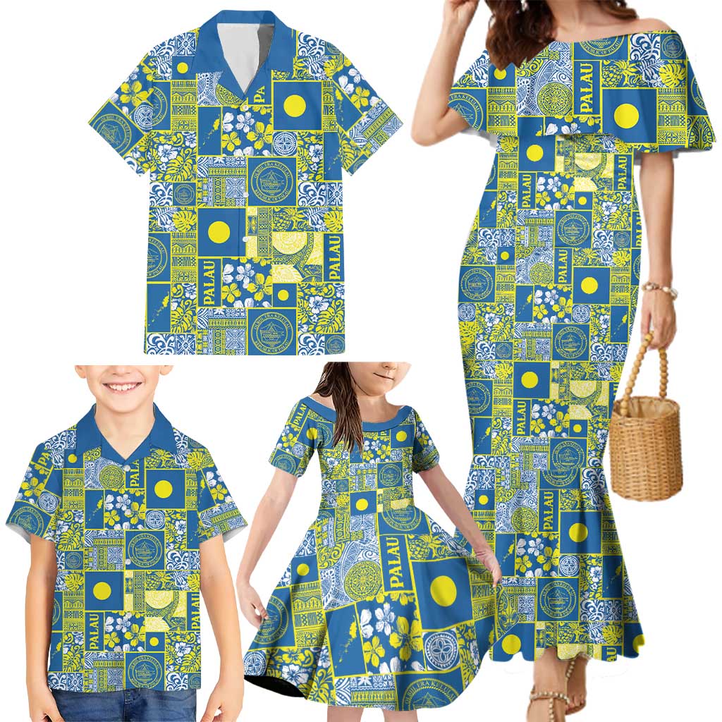 Palau Ungil Kurismas Family Matching Mermaid Dress and Hawaiian Shirt Pacific Patchwork Xmas Vibes LT9 - Polynesian Pride