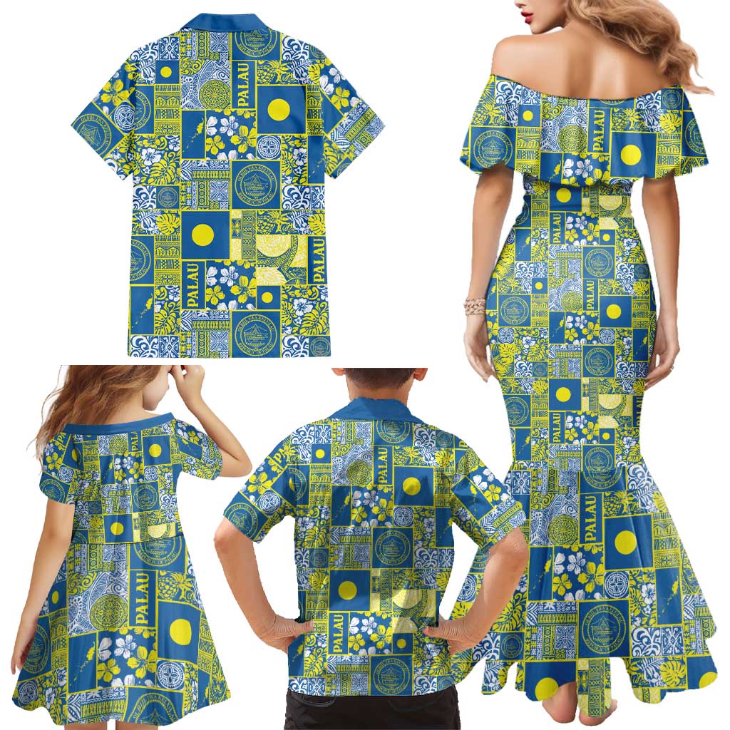 Palau Ungil Kurismas Family Matching Mermaid Dress and Hawaiian Shirt Pacific Patchwork Xmas Vibes LT9 - Polynesian Pride