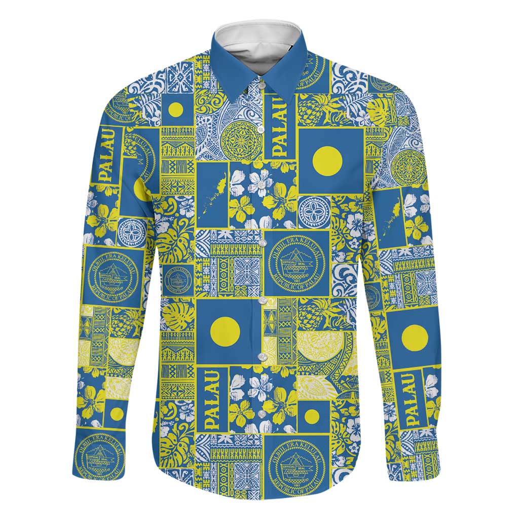 Palau Ungil Kurismas Family Matching Mermaid Dress and Hawaiian Shirt Pacific Patchwork Xmas Vibes LT9 Dad's Shirt - Long Sleeve Green - Polynesian Pride