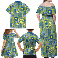Palau Ungil Kurismas Family Matching Off Shoulder Maxi Dress and Hawaiian Shirt Pacific Patchwork Xmas Vibes LT9 - Polynesian Pride