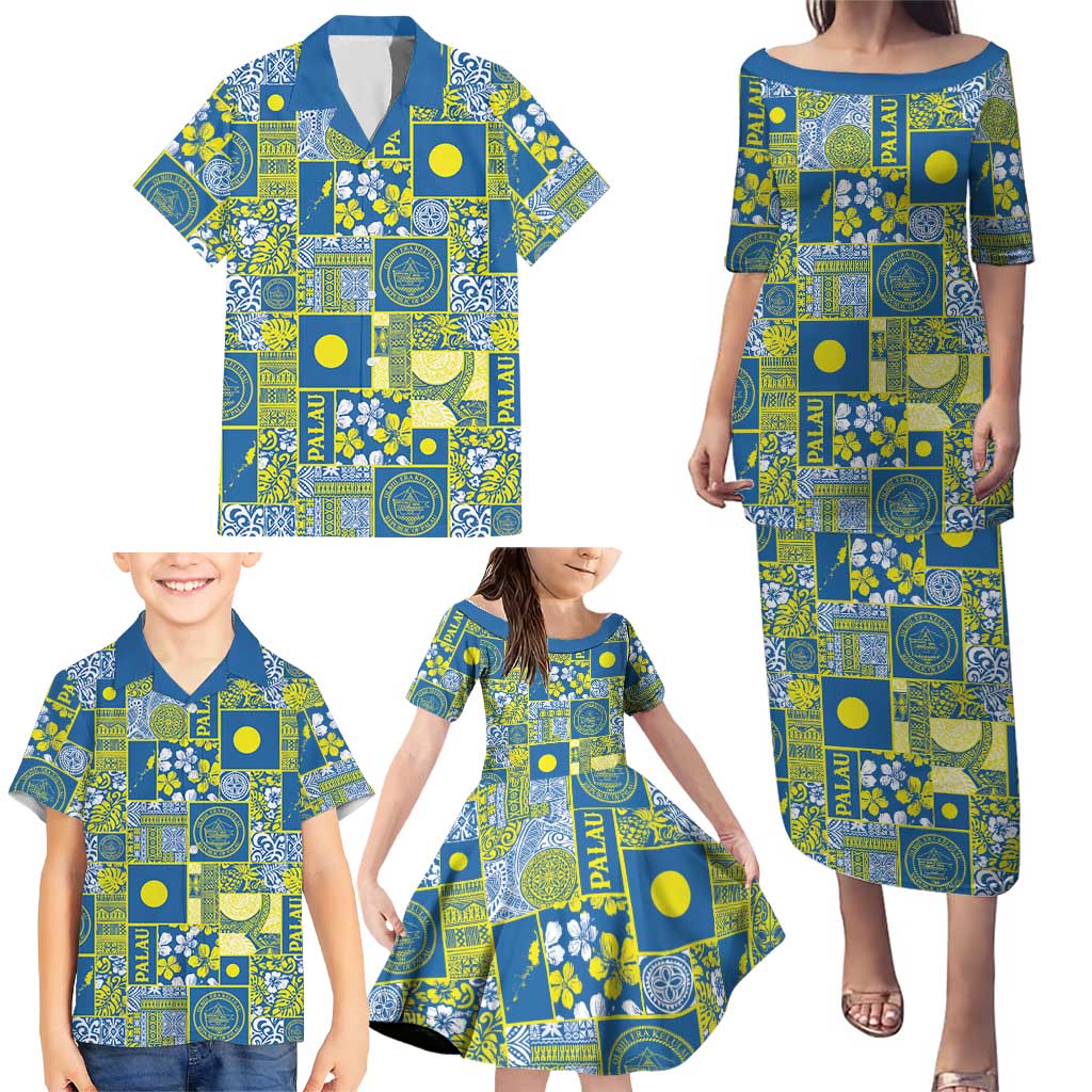 Palau Ungil Kurismas Family Matching Puletasi and Hawaiian Shirt Pacific Patchwork Xmas Vibes - Polynesian Pride