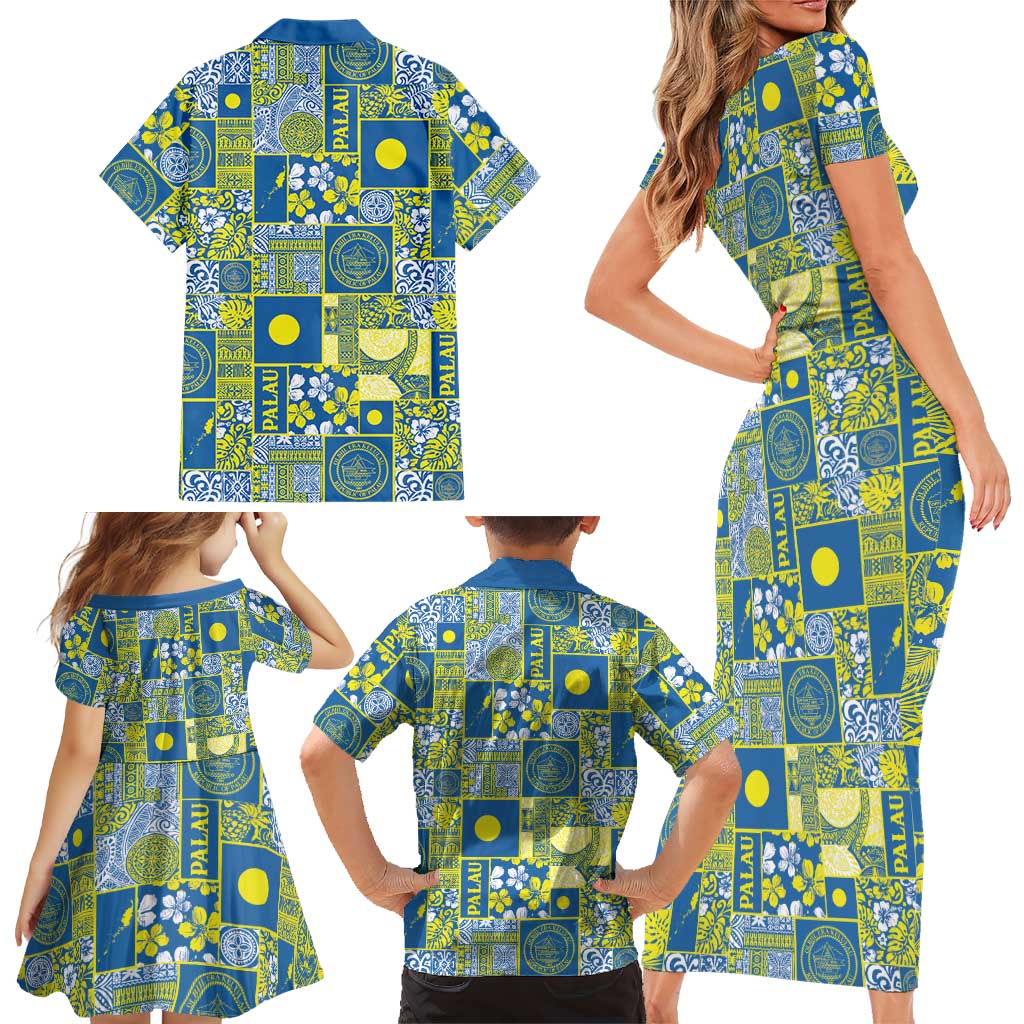 Palau Ungil Kurismas Family Matching Short Sleeve Bodycon Dress and Hawaiian Shirt Pacific Patchwork Xmas Vibes LT9 - Polynesian Pride